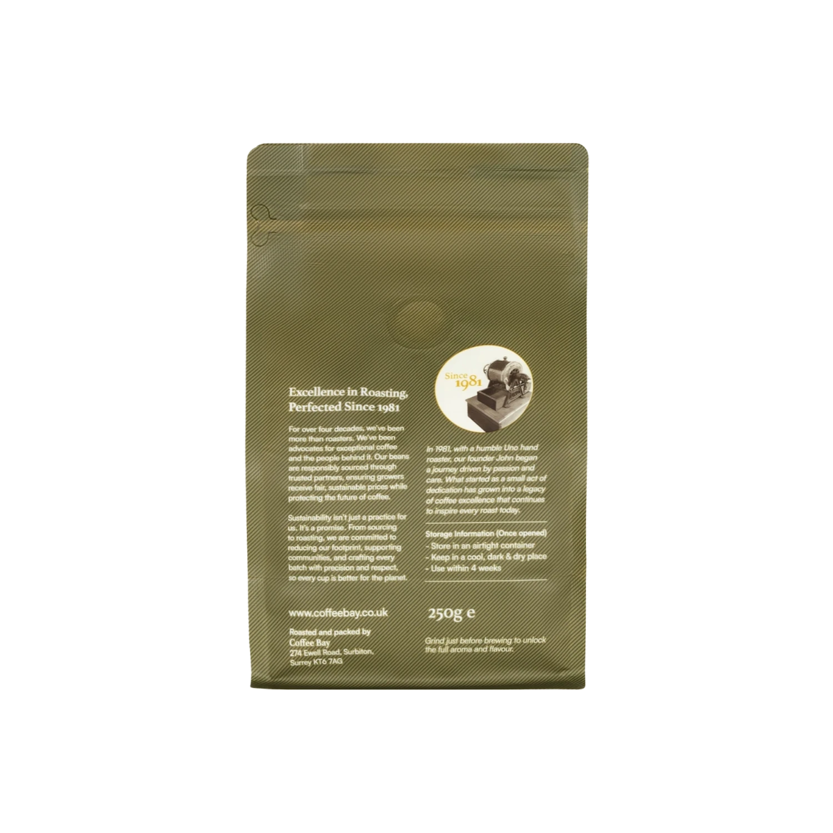 Caffe Brasilia wholesale coffee beans packaging rear view | Coffee Bay UK