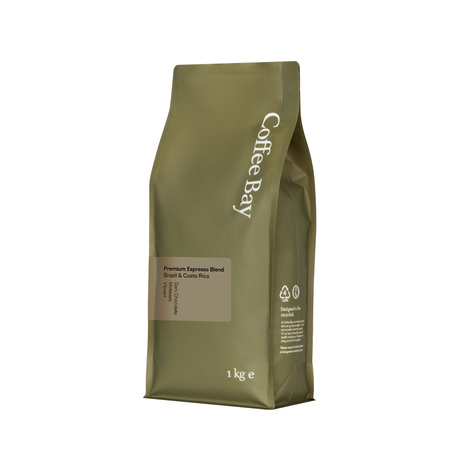 Brazilian and Costa Rica 80/20 wholesale coffee beans bag angled view | Coffee Bay UK