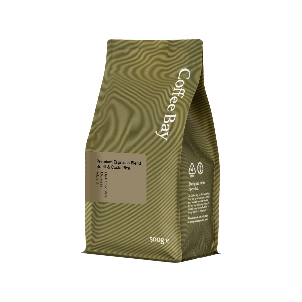 Brazilian and Costa Rica 80/20 wholesale coffee beans bag angled view | Coffee Bay UK
