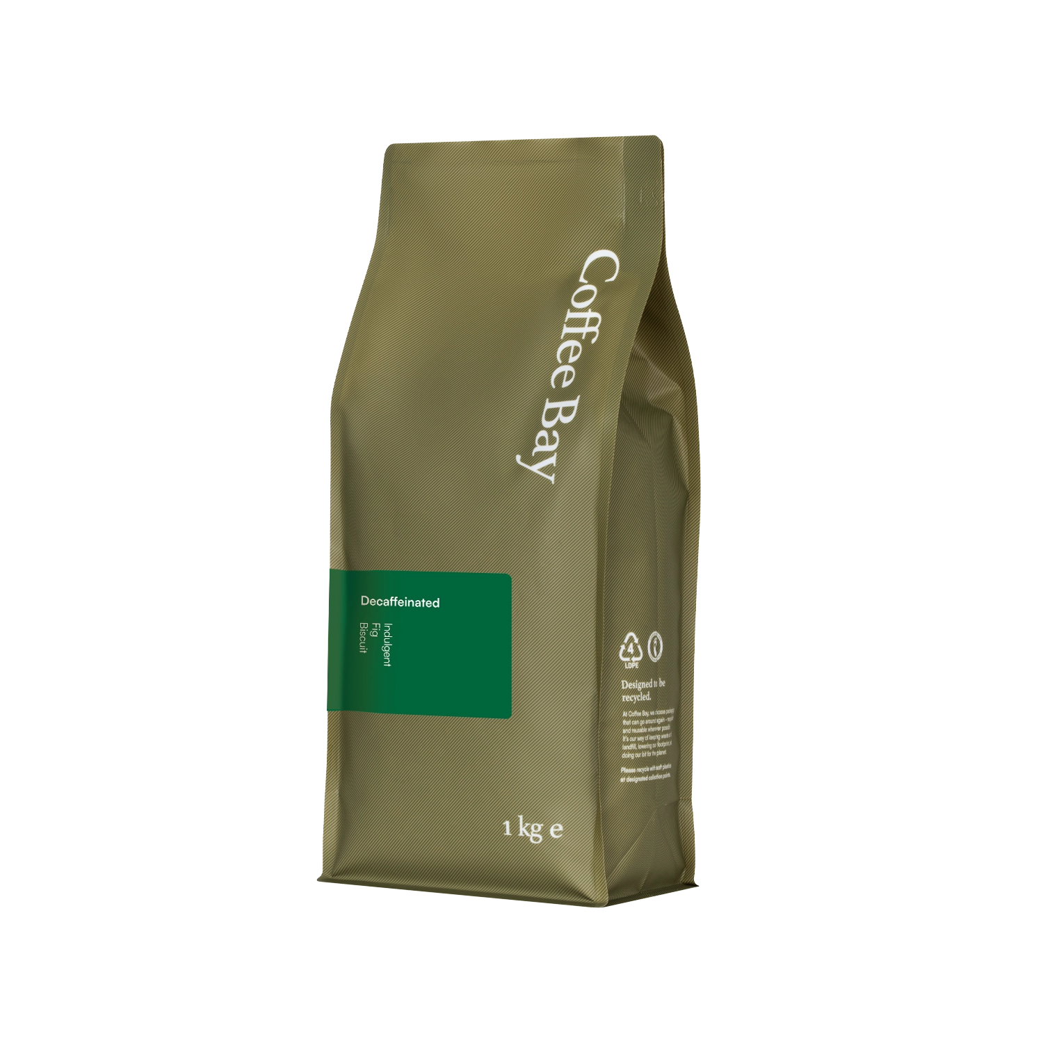 Decaf wholesale coffee beans bag angled view  | Coffee Bay UK
