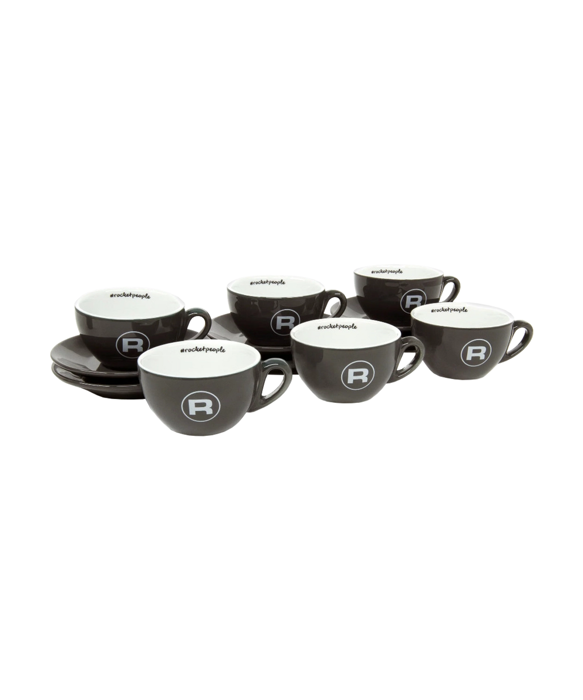 Set of 6 Rocket grey cappuccino cups and saucers | Coffee Bay UK
