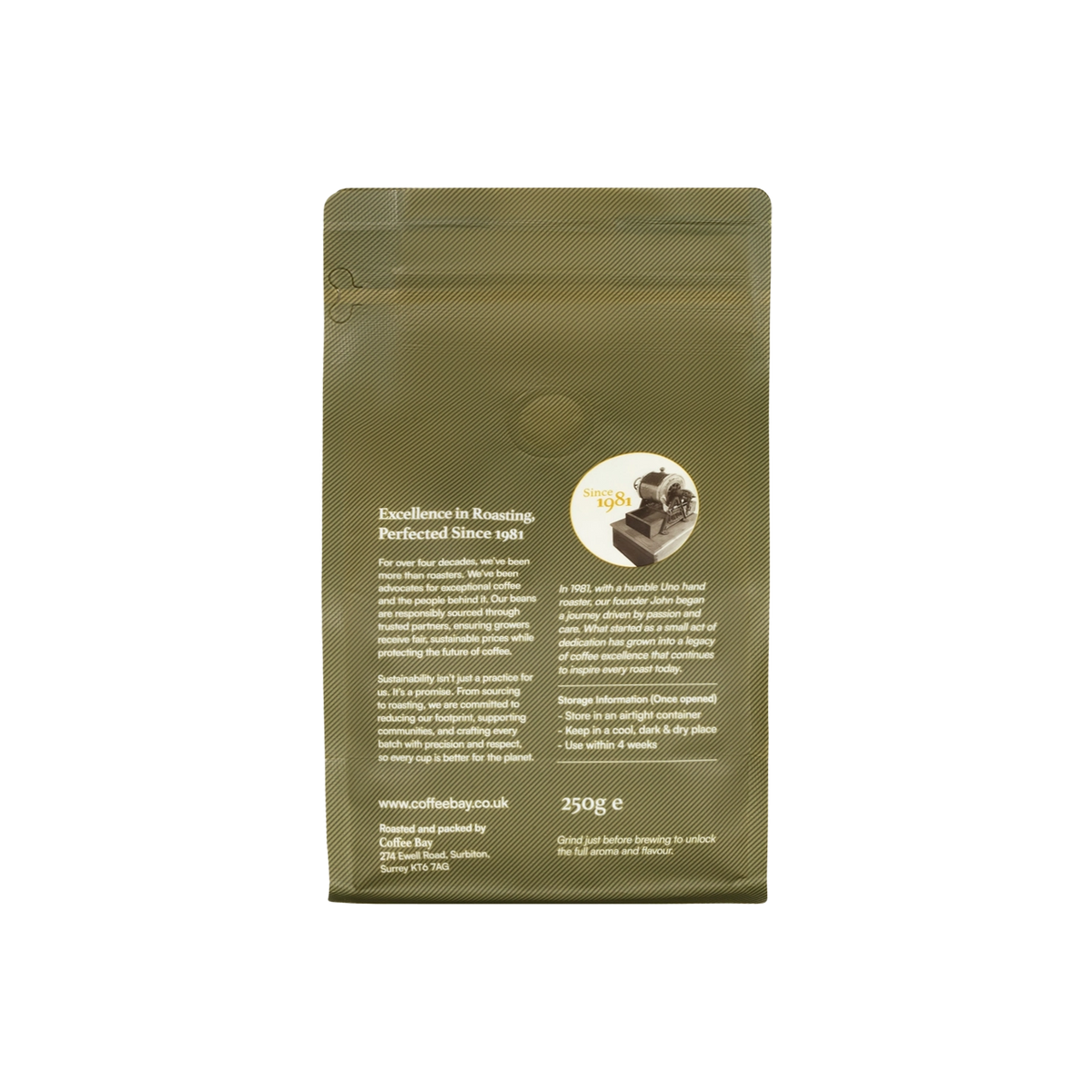 Ethiopian Sidamo wholesale coffee beans pack rear view | Coffee Bay UK