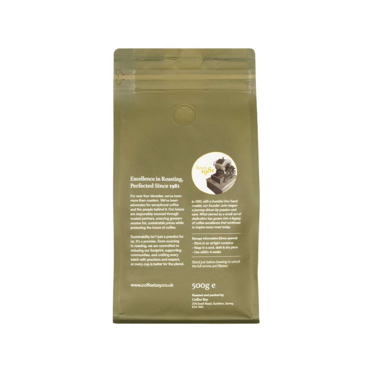 Ethiopian Sidamo wholesale coffee beans pack rear view | Coffee Bay UK
