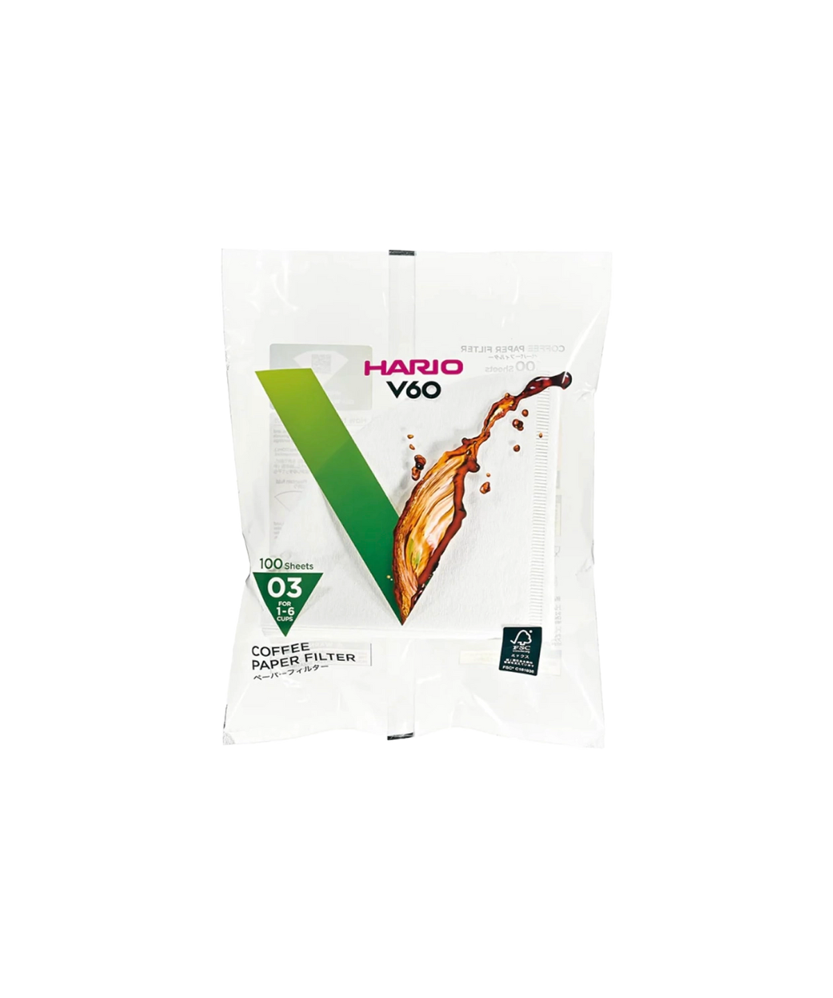Hario V60 white paper coffee filters 100 pack | Coffee Bay UK